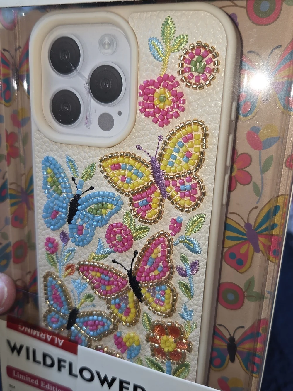 NIB, Wildflower Limited Edition Butterfly Beaded iPhone 15 Pro Max Case. CP